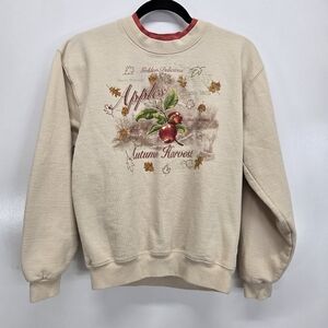 Vtg‎ 1995 Endless Designs Inc Autumn Harvest Sweater Apples Golden Small